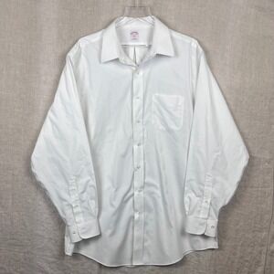 Brooks Brothers 346 Shirt 17 1/2 6 7  Non Iron All Cotton Dress Shirt Mens White